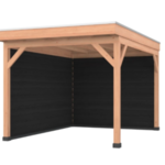 Douglas overkapping met overstek 400×400+wanden Verando